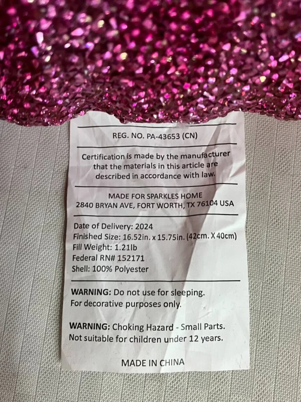 Sparkles Home Shaped Pillow Cupcake 16.5x15.75in Pink Glitter Decorative